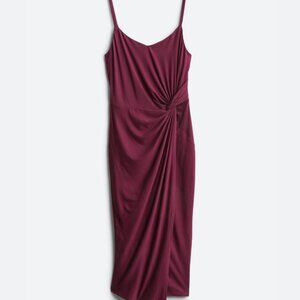 Nine Britton Size Xl Vivienne Knit Midi Dress Wine Burgandy Red Twist Waist Vamp